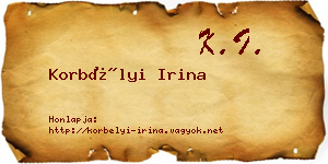 Korbélyi Irina névjegykártya